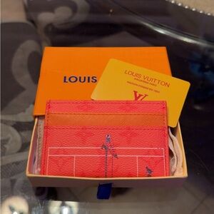 Louis Vuitton Pink and Orange Canvas Card Holder